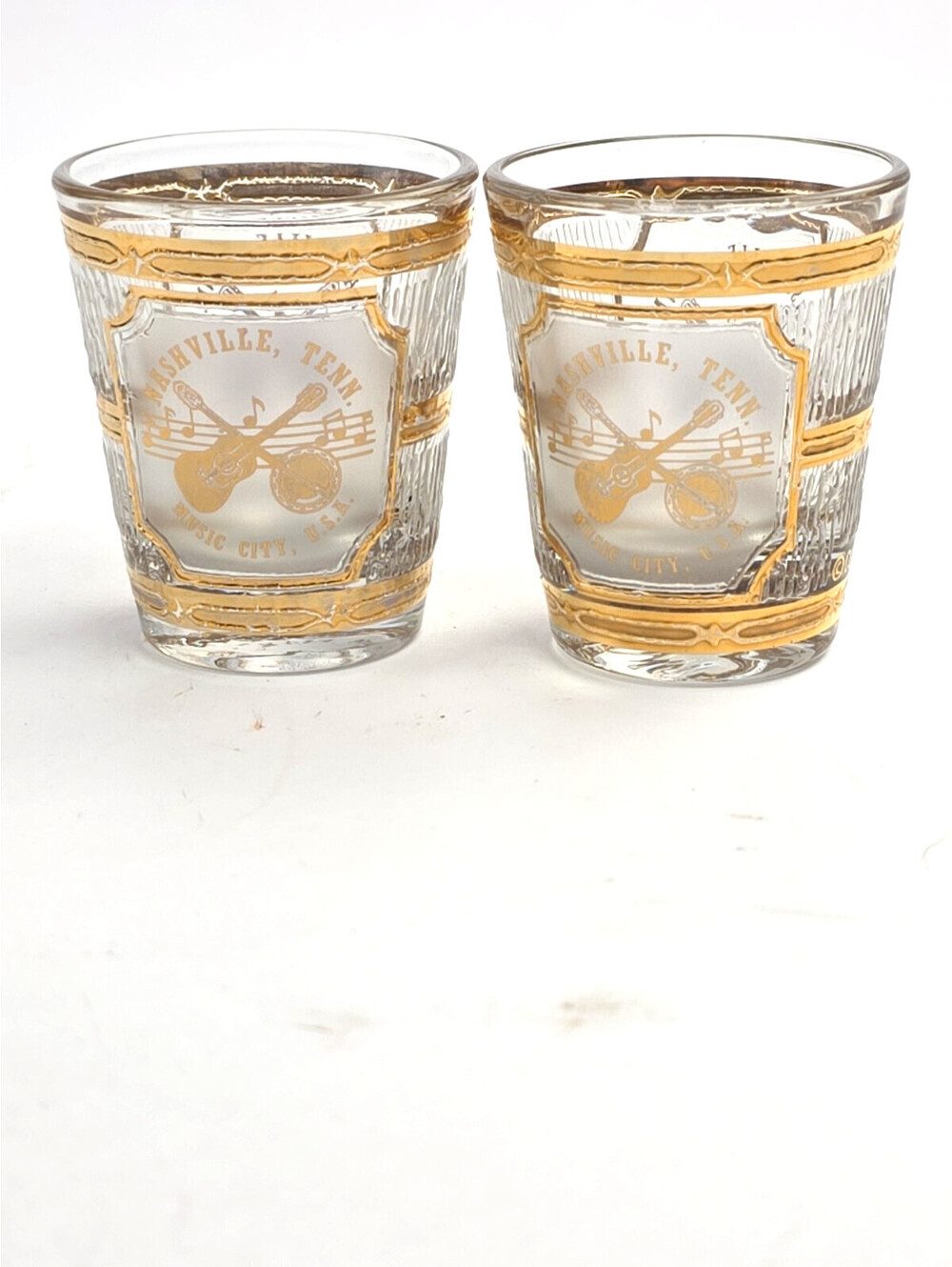Culver Shot Glasses VTG. 60's–Set of 2, 22K Gold- Nashville TN.
